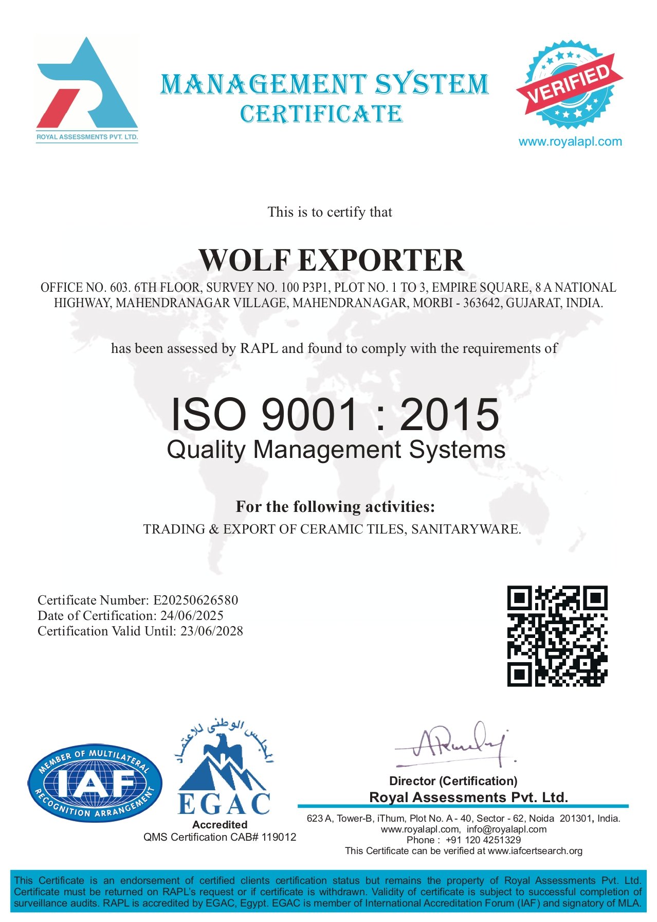 Management System Certificate