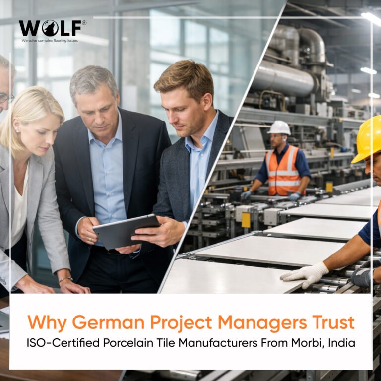 Container ship transporting export goods, representing tile shipments from India to Germany.