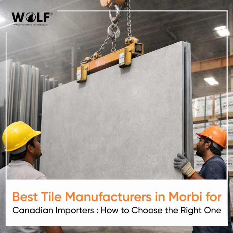 Large format porcelain slab tiles being handled in a Morbi manufacturing facility for export