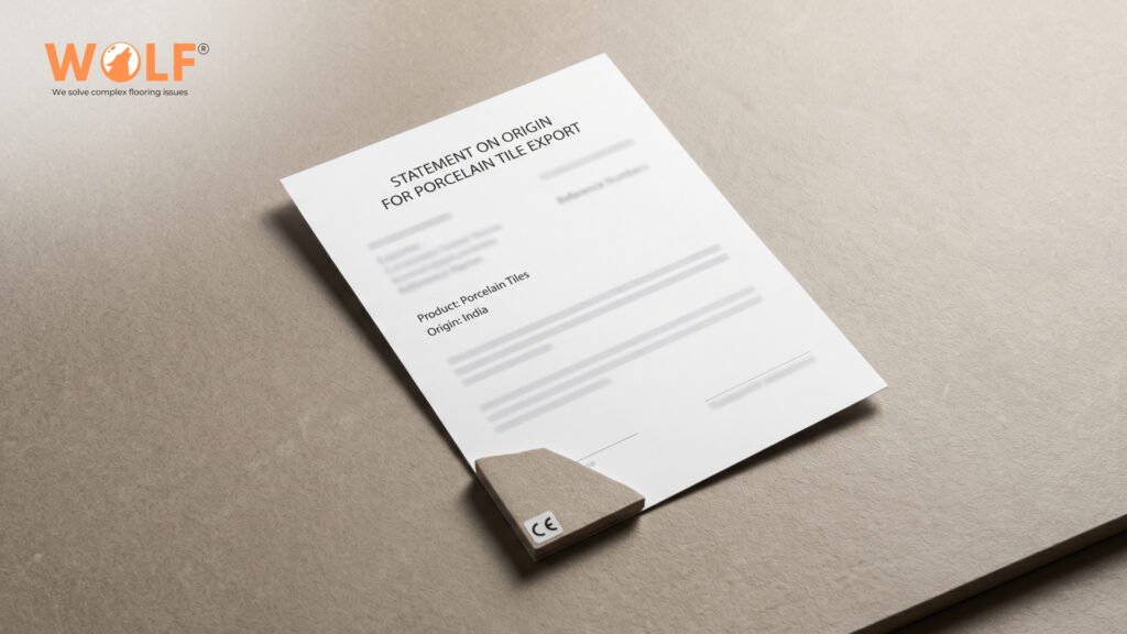 Statement on origin document for porcelain tile export from India under India-EU FTA self-certification system