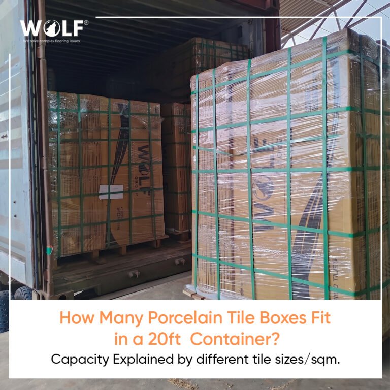 wolf porcelain tiles 20ft container loading morbi india