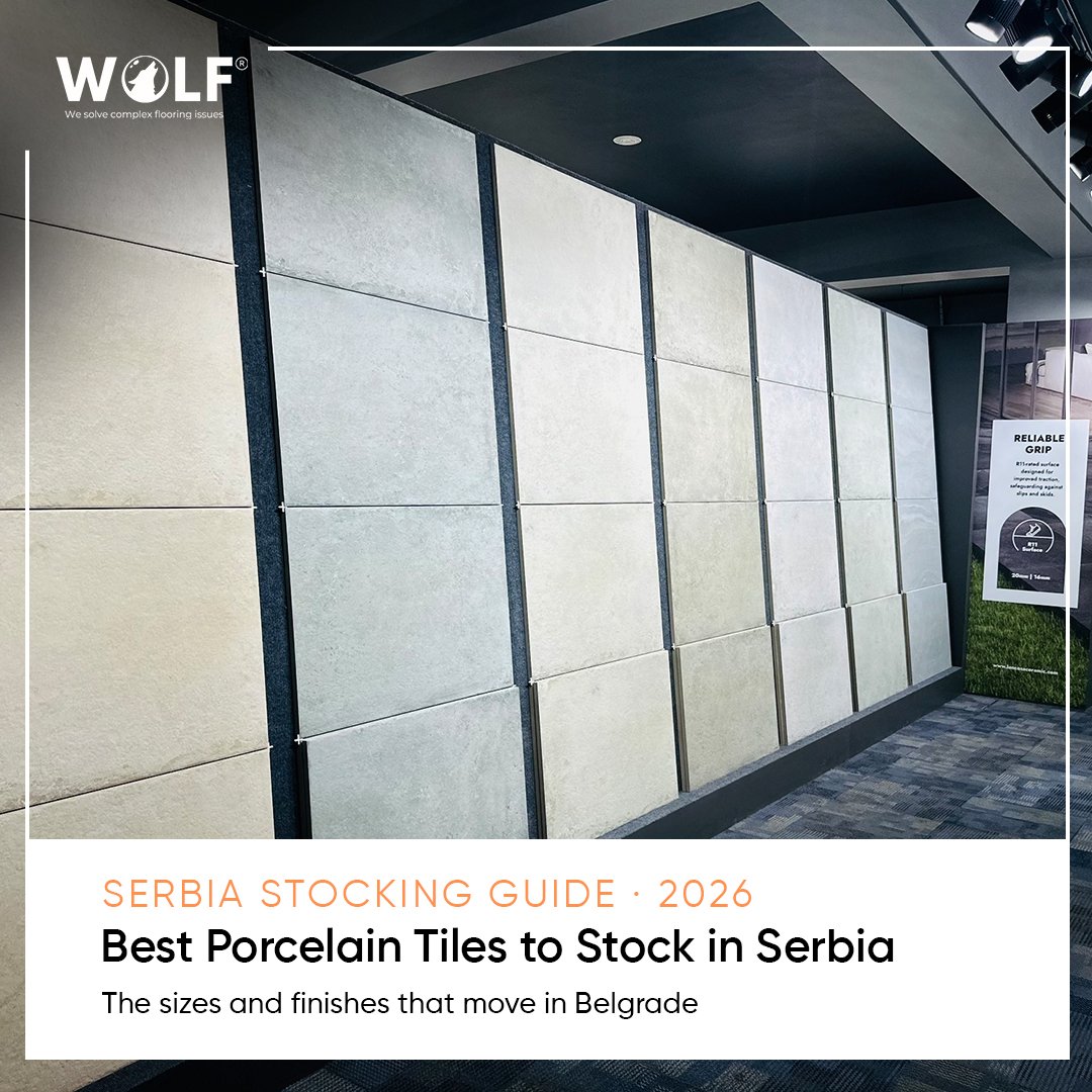 Best porcelain tiles to stock in Serbia 2026 stocking guide banner with large format wall tiles