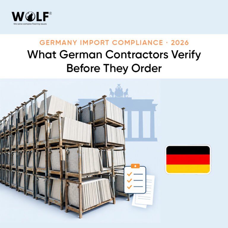 Germany porcelain tile import compliance checklist 2026, what German contractors verify before they order